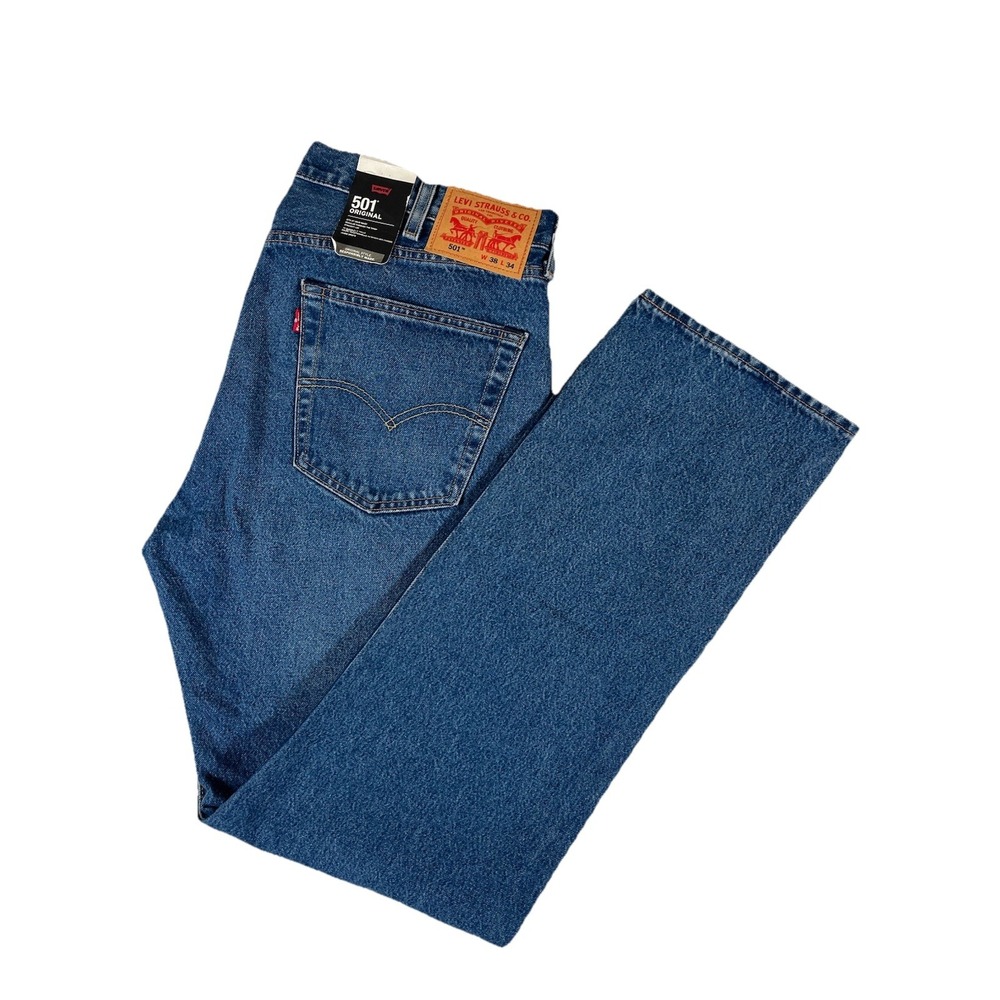 Levi's 501 Premium Irregular Med Wash Denim Jeans Men's Sz 38x34 Button Fly‎ NWT